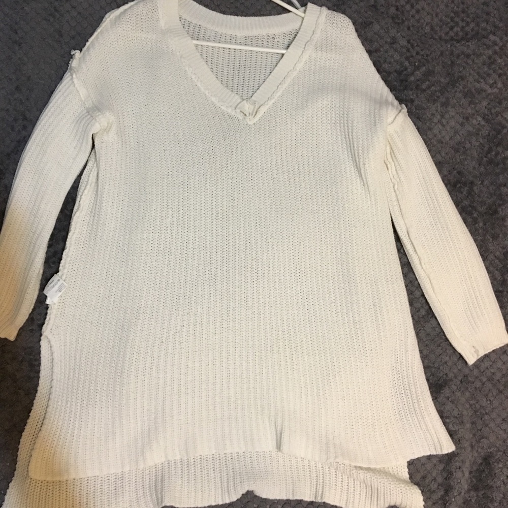 Long waffle sweater